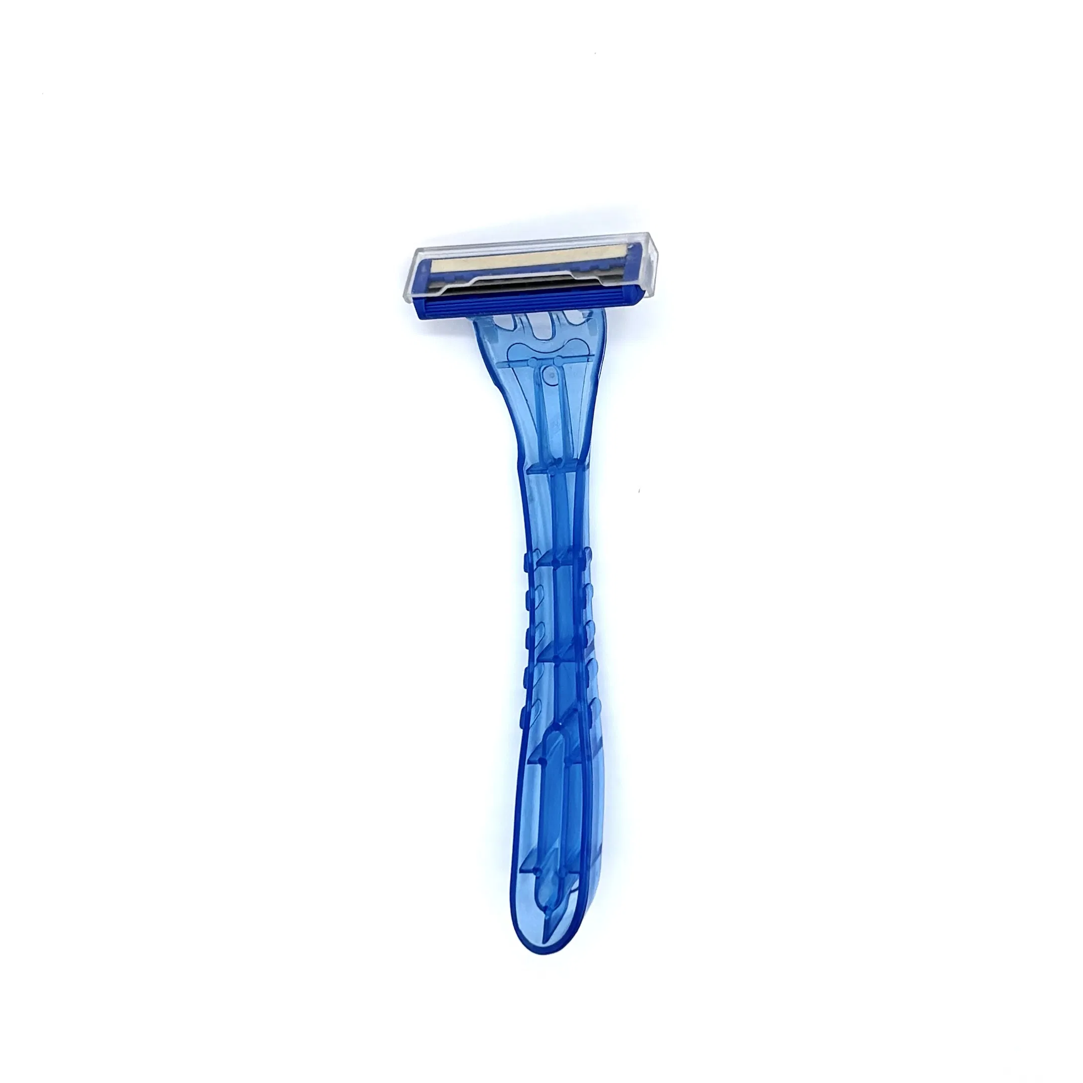 Transparent Blue Crank Razor with Double-Layer Blades and a Lubricating Strip 06