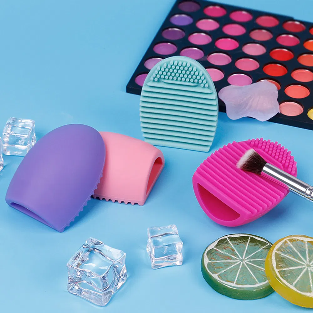 Custom Dryer Egg Shape Beauty Cosmetic Washing Tool Cleaning Pad Silicone Makeup Brush Cleaner