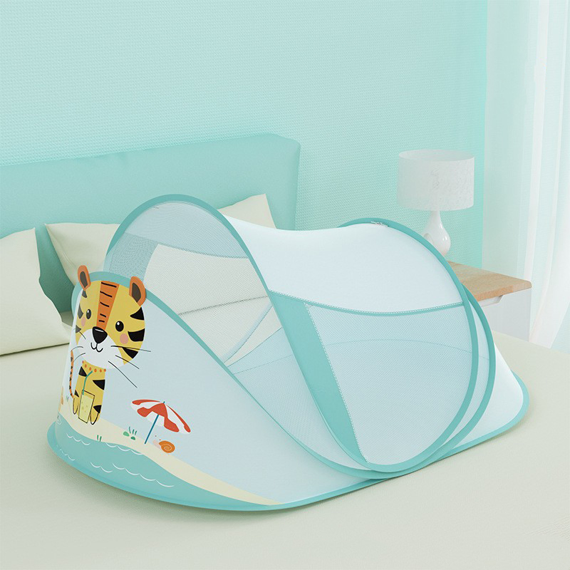Cute Cartoon Baby Mosquito Net Full Protection Canopy for Crib Foldable Lightweight Mesh Fabric