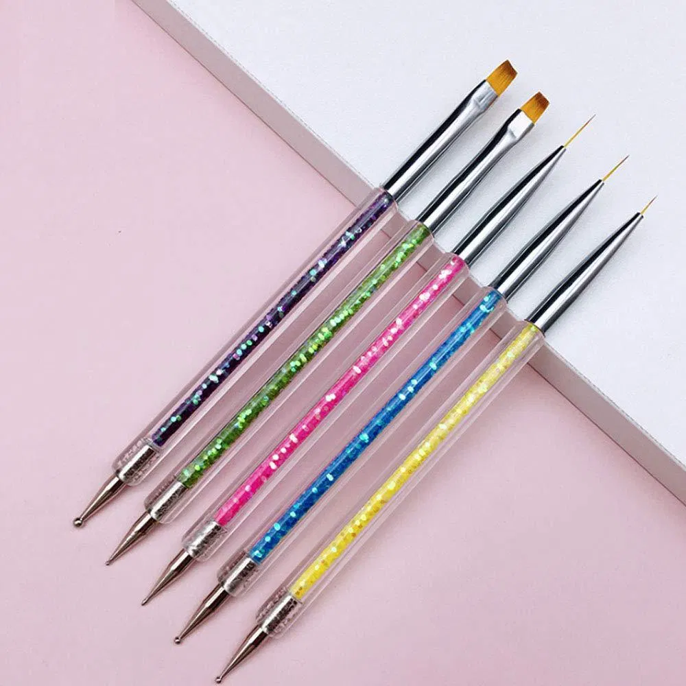 New Design Wholesale Double-Ended Pull Line Drawing Flower Sculpture Nail Pen