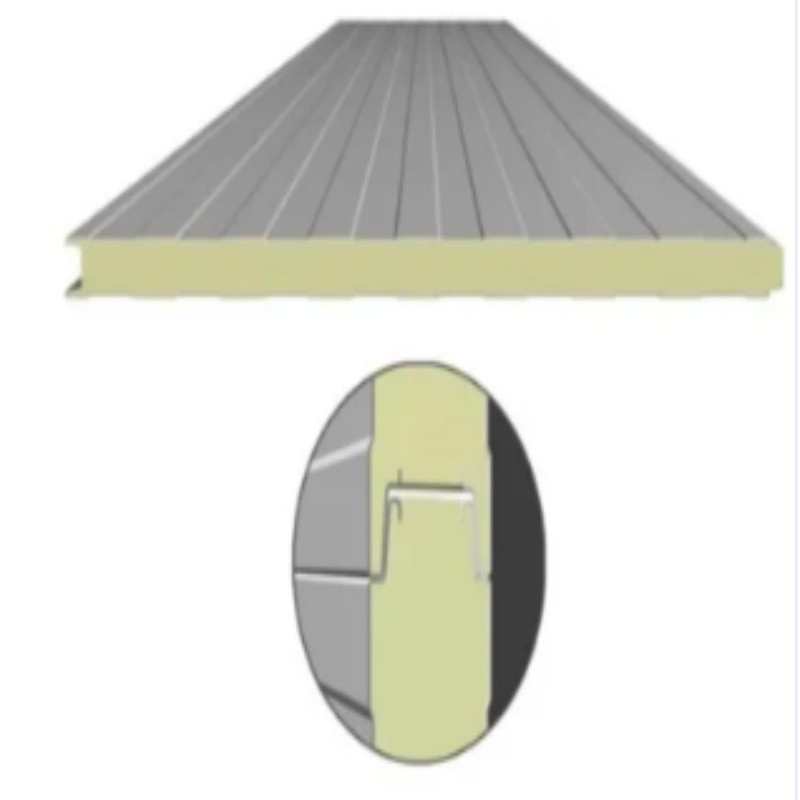 Modern Warehouse PU Sealing Rock Wool Metal Insulated Sandwich Panel