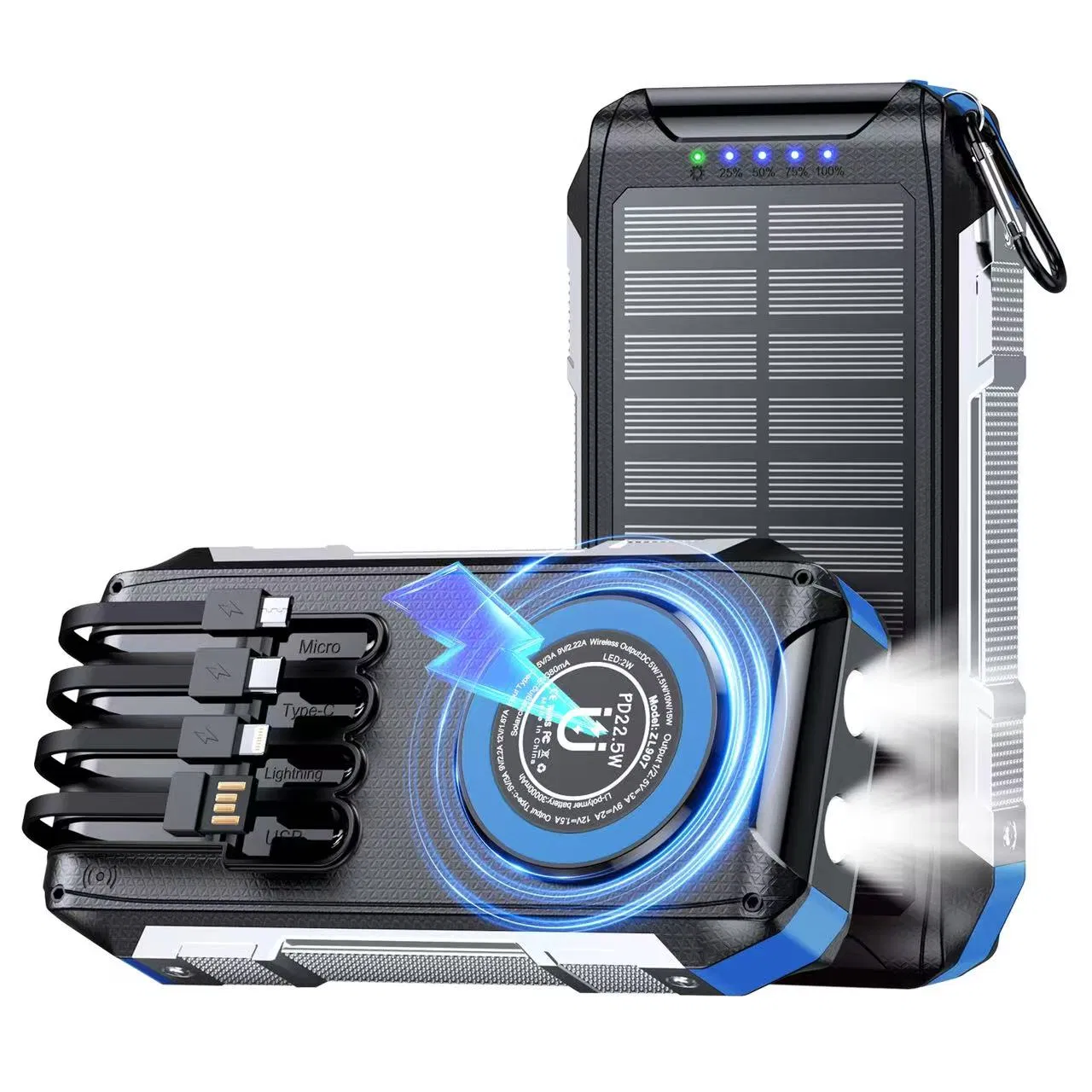 Солнечная павербанк Power Bank с быстрой зарядкой
