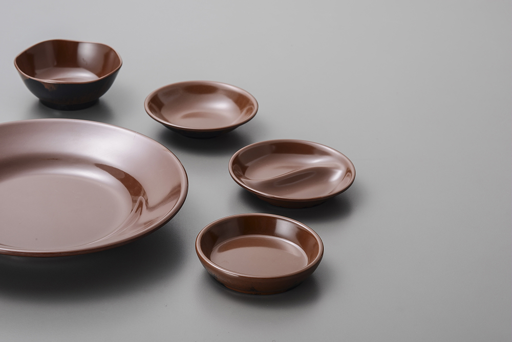 White Round Sauce Dish 2-Divided Sauce Dish Melamine Dish