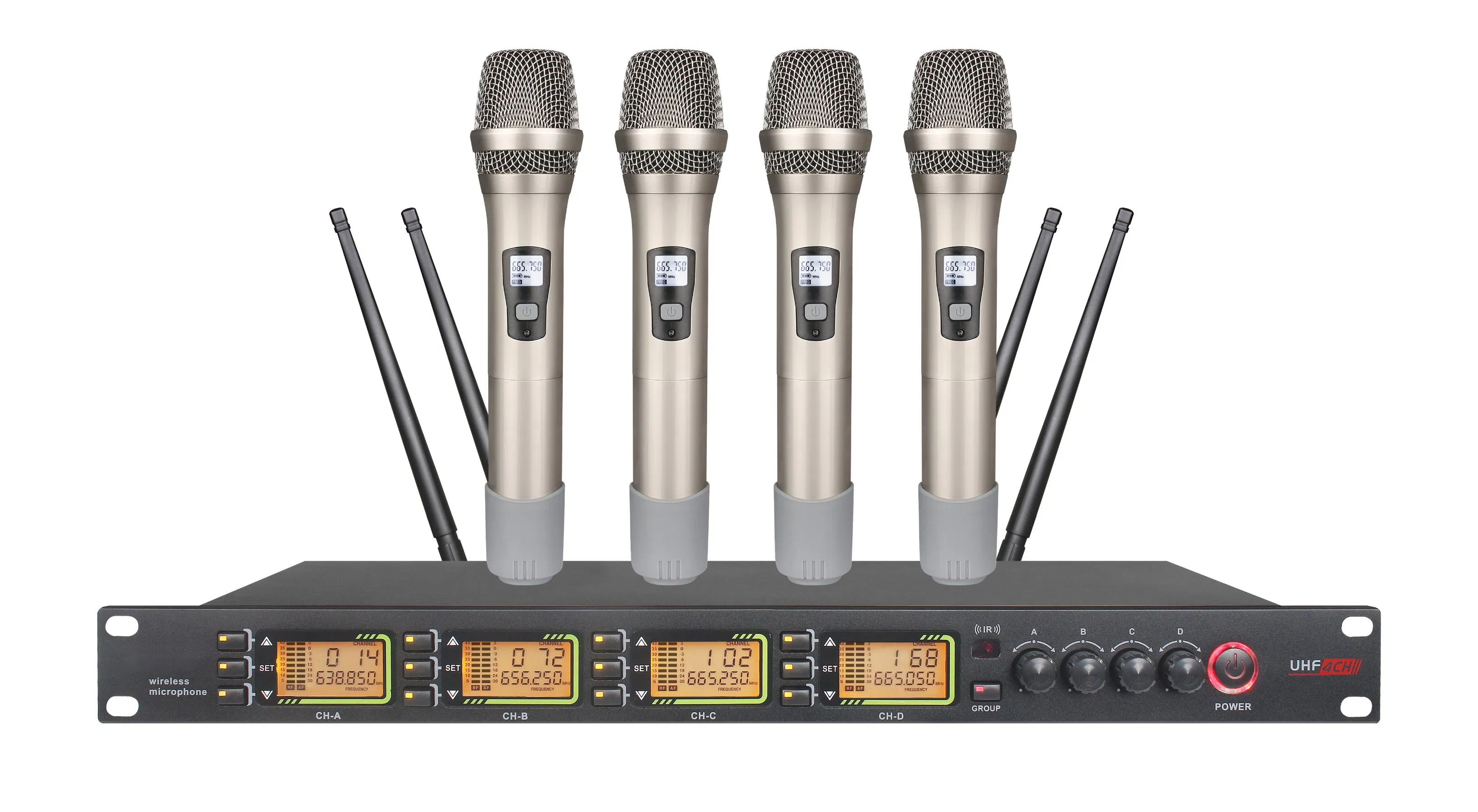 4 Channel Wireless Microphone Conference Microphone UHF Headset Lavalier Microphone