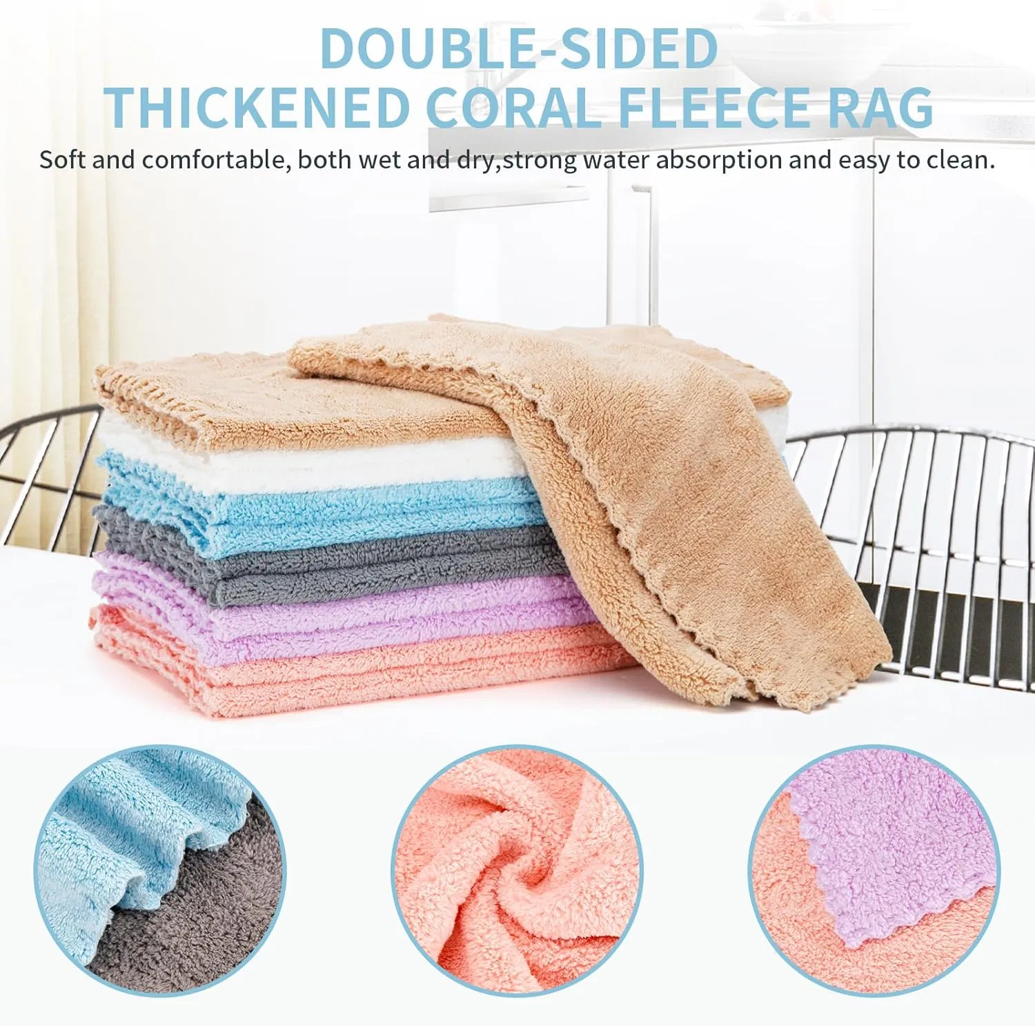 Luxurious Ultra-Soft Coral Fleece Dish Cloths for Easy Cleaning