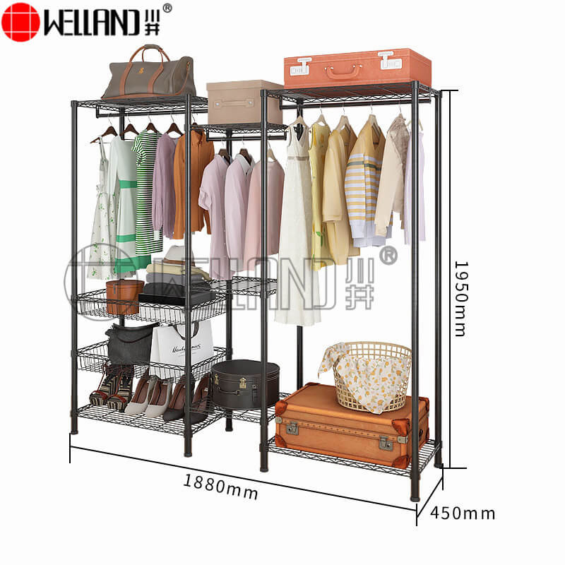 2025 New Design Adjsutable 2 Tier 8 Steel Clothing Hanger Dying Rack with Wheels for Hanging Clothes, Towel, Coats, Skirts, White
