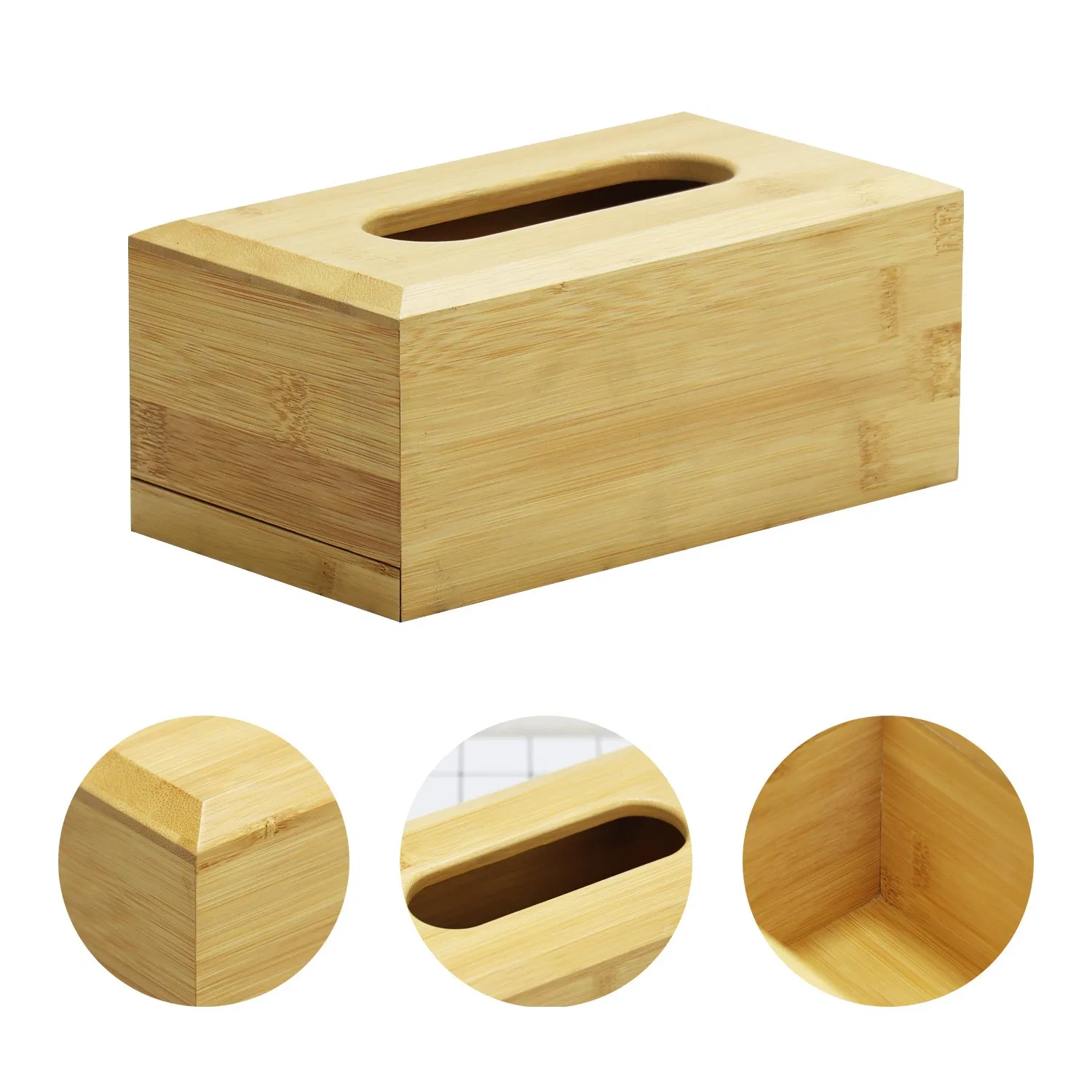 Custom Multifunctional Wooden Napkin Organizer Container Facial Tissue Box Holder Bamboo Tissue Box for Home