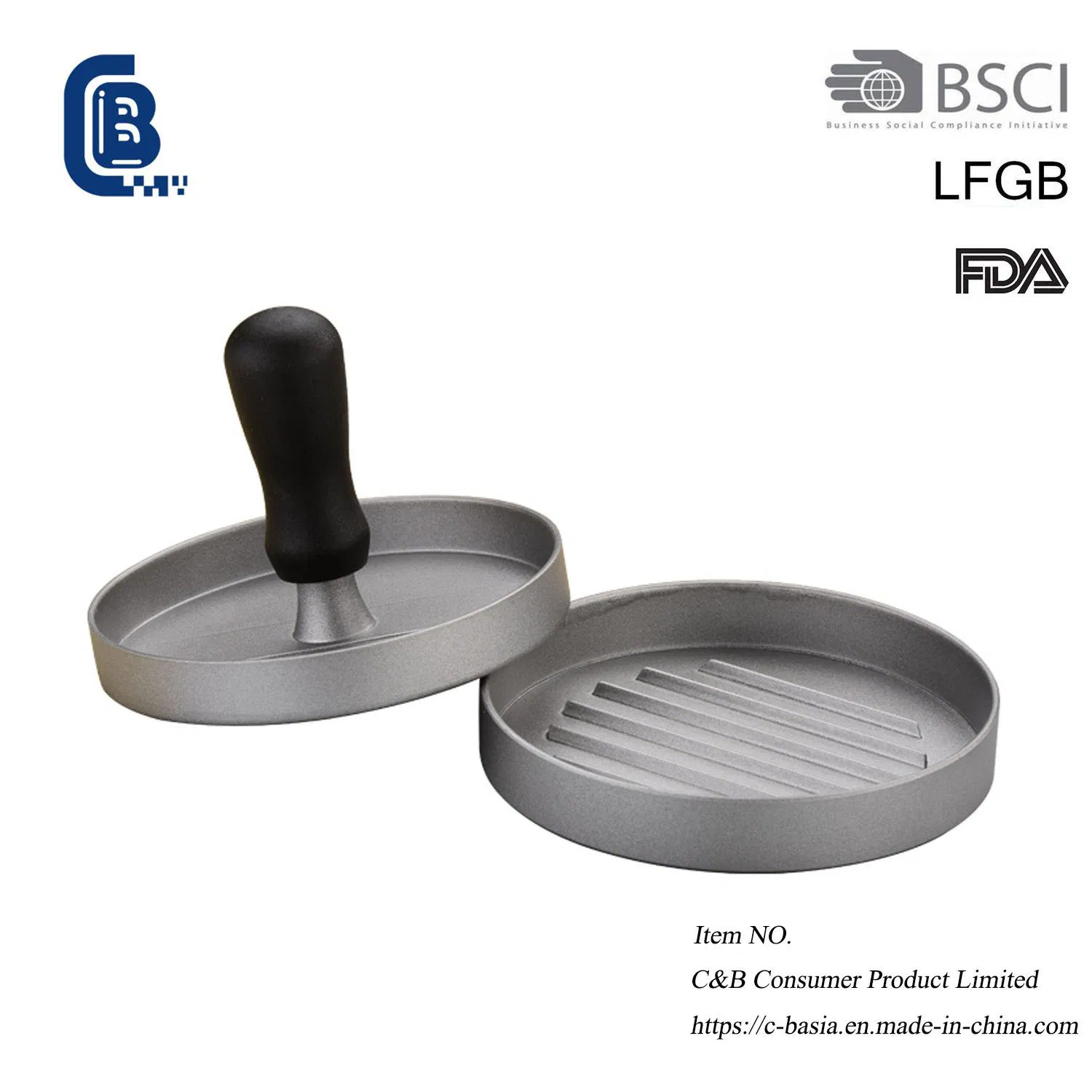 Mini Non-Stick Metal Burger Meat Press Mold with Plastic Handle