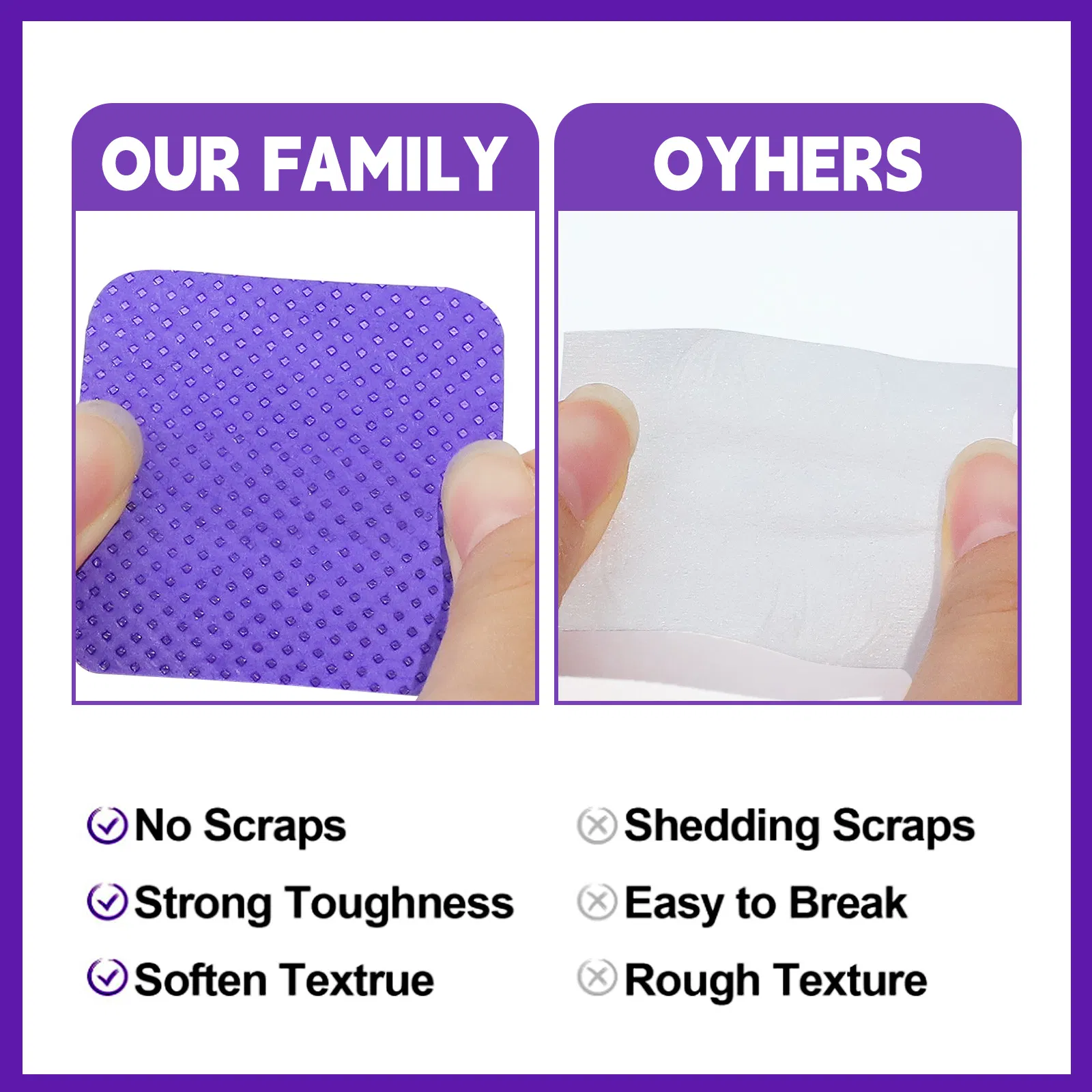 200PCS Custom Logo Private Label Absorbent Soft Fabric Eyelash Extension Glue Wipes Nail Polish Remover Pads Lint Free Nail Wipe