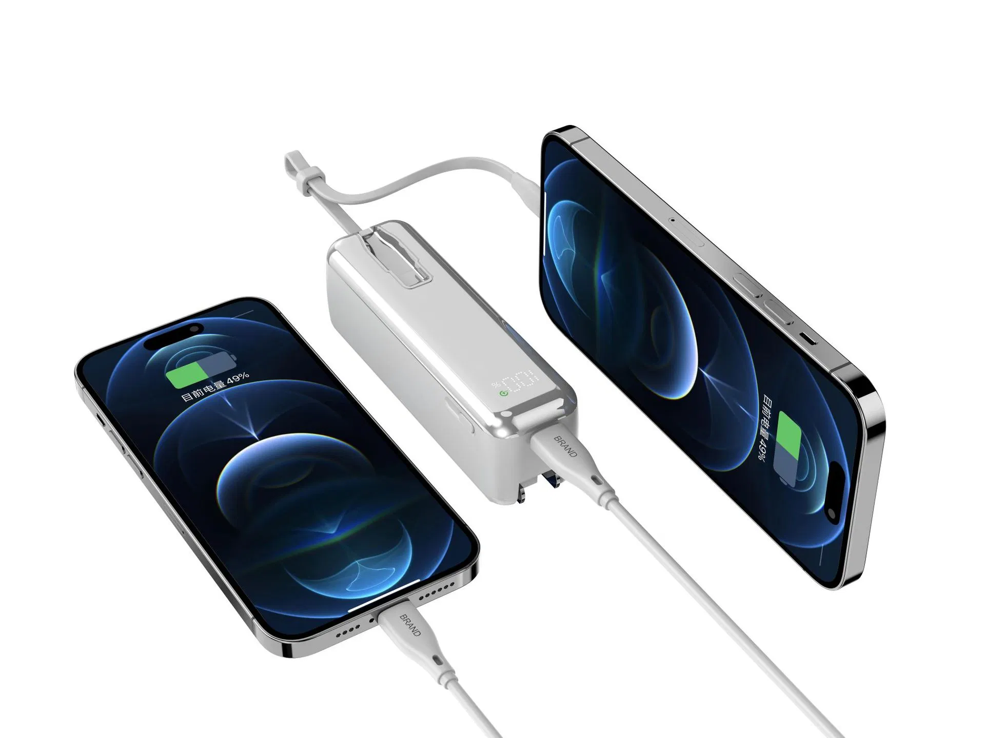 Портативный Power Bank с дисплеем и сменными вилками