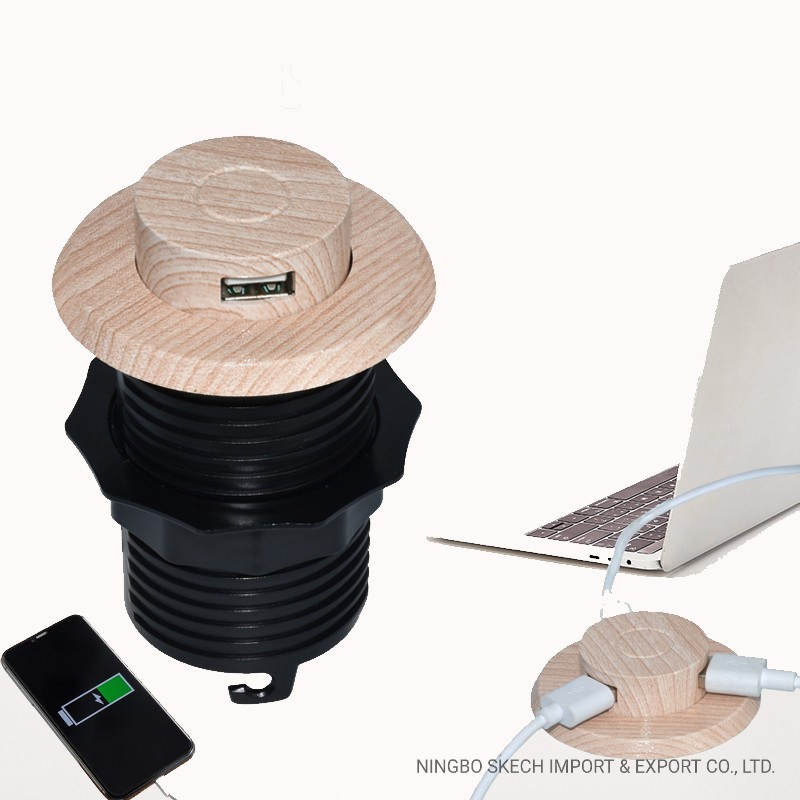 Dermatoglyph USB Desktop Pop up Outlet 3 Ports USB Charger Embedded Charging for Mobile Phone and Any Qi-Enabled Devices