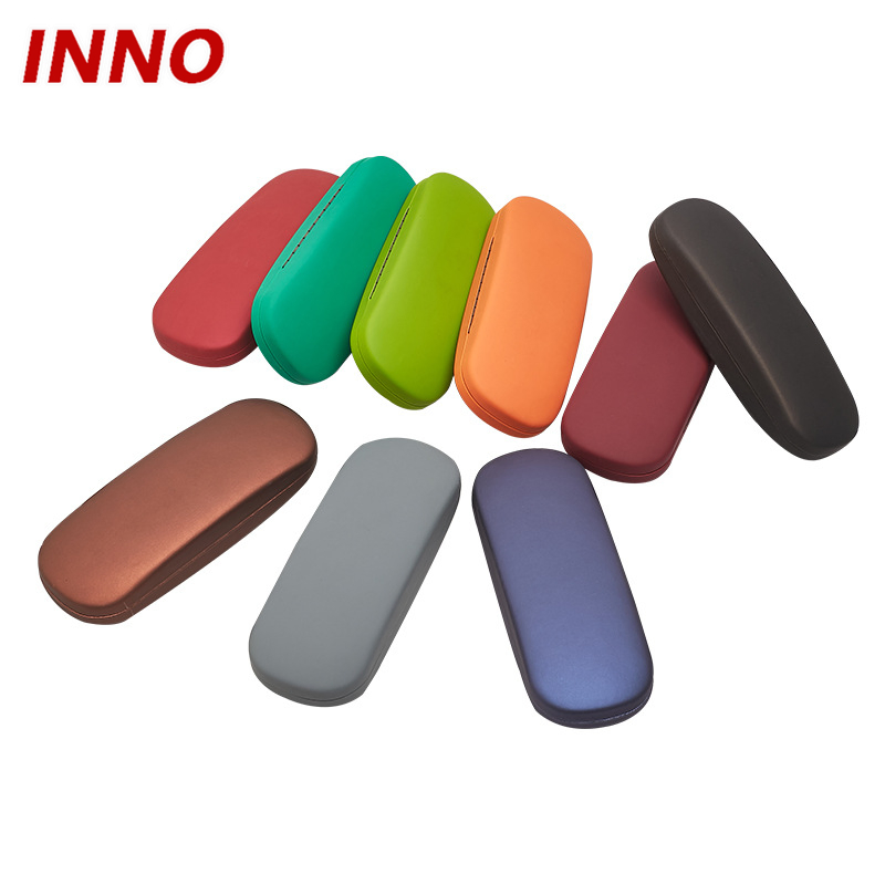 Inno-T163 China Hot Selling 50, 000 PCS Per Month Eco-Friendly Pure Colour PU Leather Hard Eyewear Case; Free Custom Logo