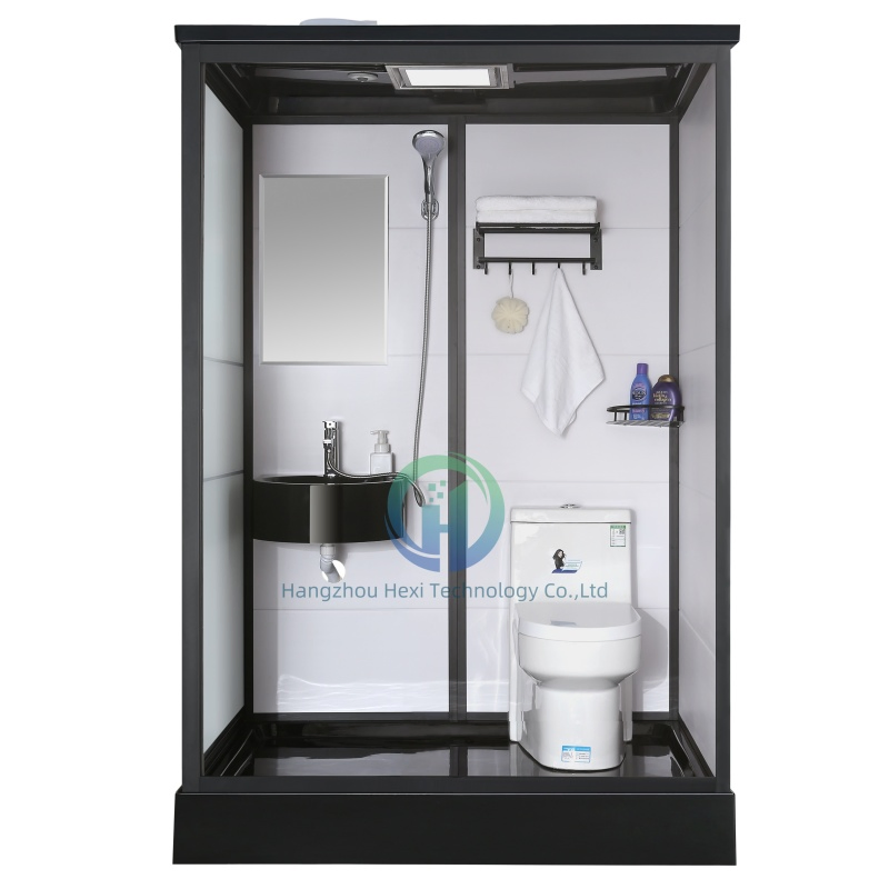 Customized Black Frame Frosted Glass Prefab Shower Room for Multiple Application