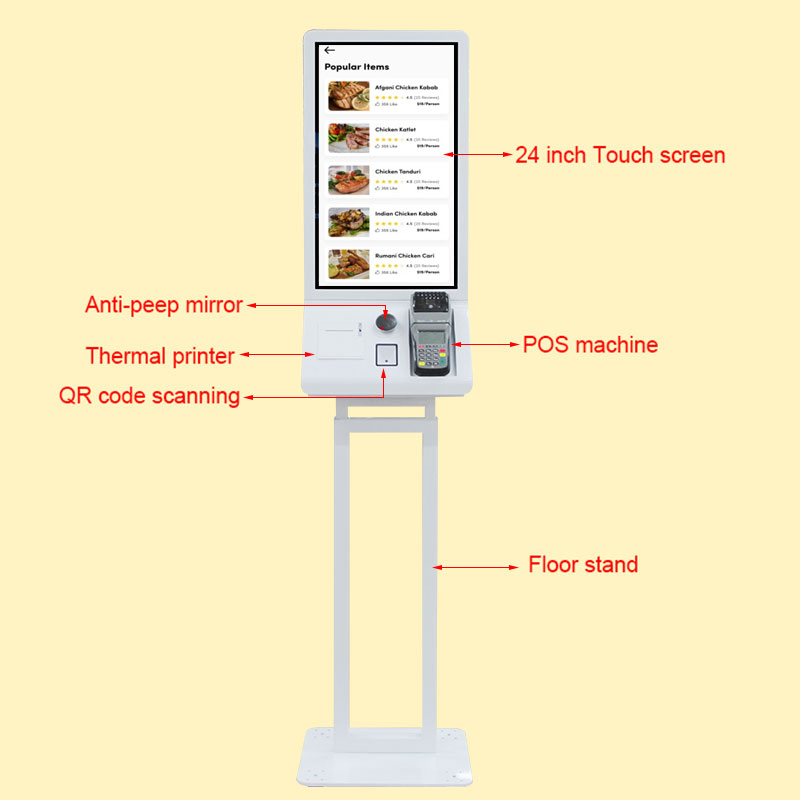 24inch Self Payment Kiosk for Kfc Restuarant Self Ordering Touch Kiosk POS Printer Payment Kiosk