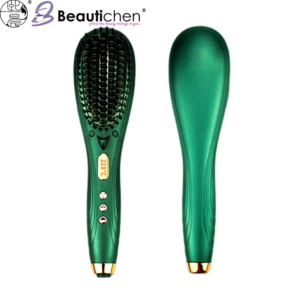 Beautichen Ionic Hair Straightening Brush – Anti-Scald Hot Comb with Dual Styling for Smooth Straight & Curly Hair, Frizz Control & Fast Heating