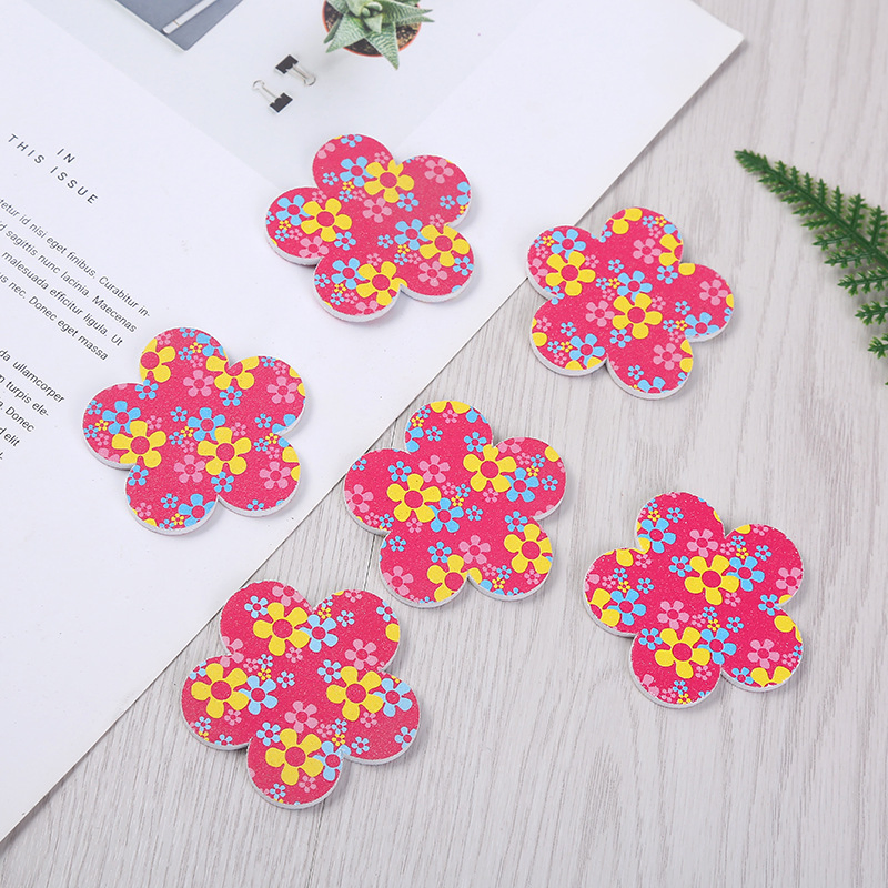 New Flower Shape Colorful Printing Style Double Sided Nail Files Cosmetic Manicure Pedicure Tool