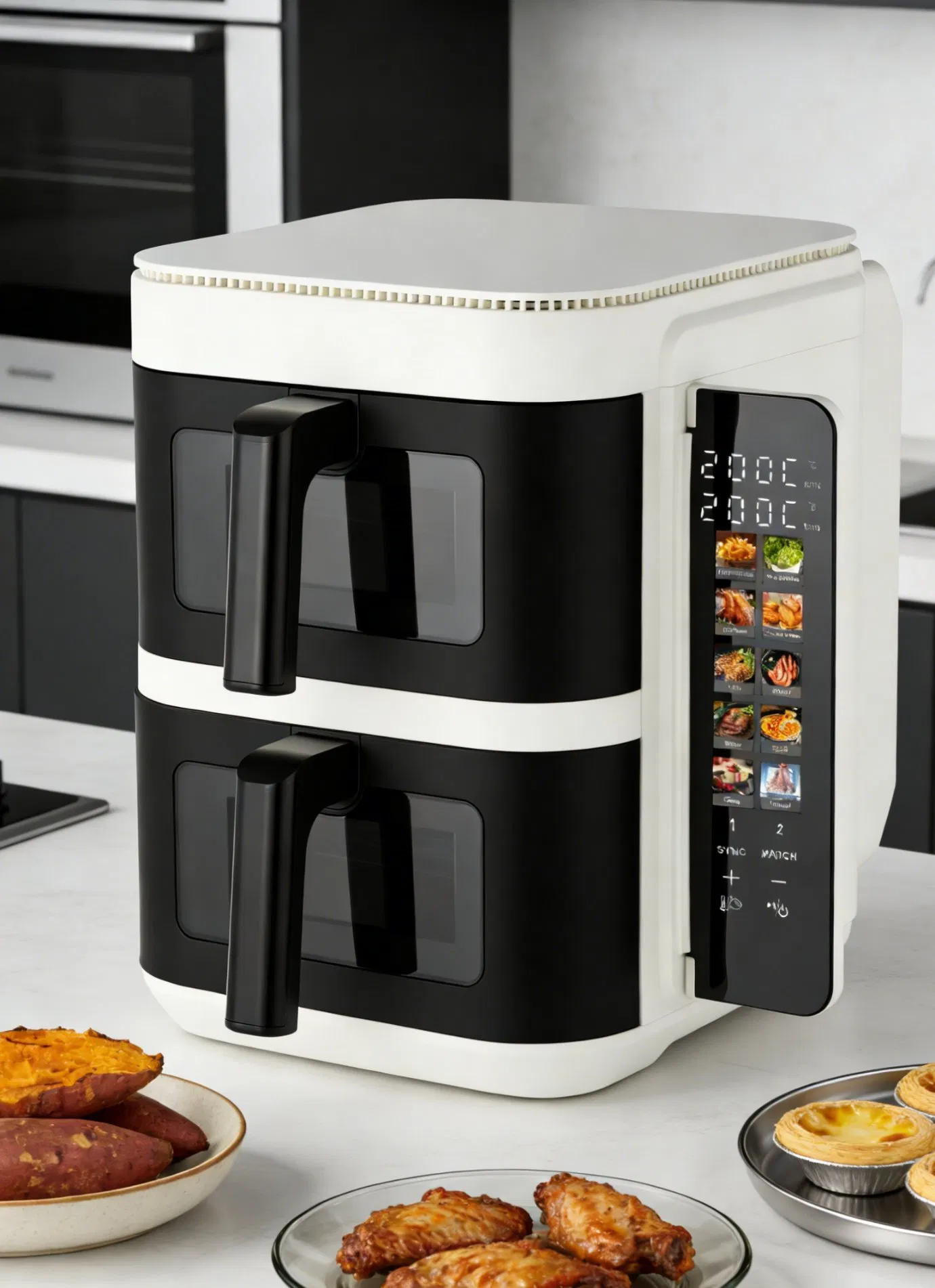 Air Fryer Digital Control Air Fryer Stainless Steel Panel 11L Dual Stack Air Fryer