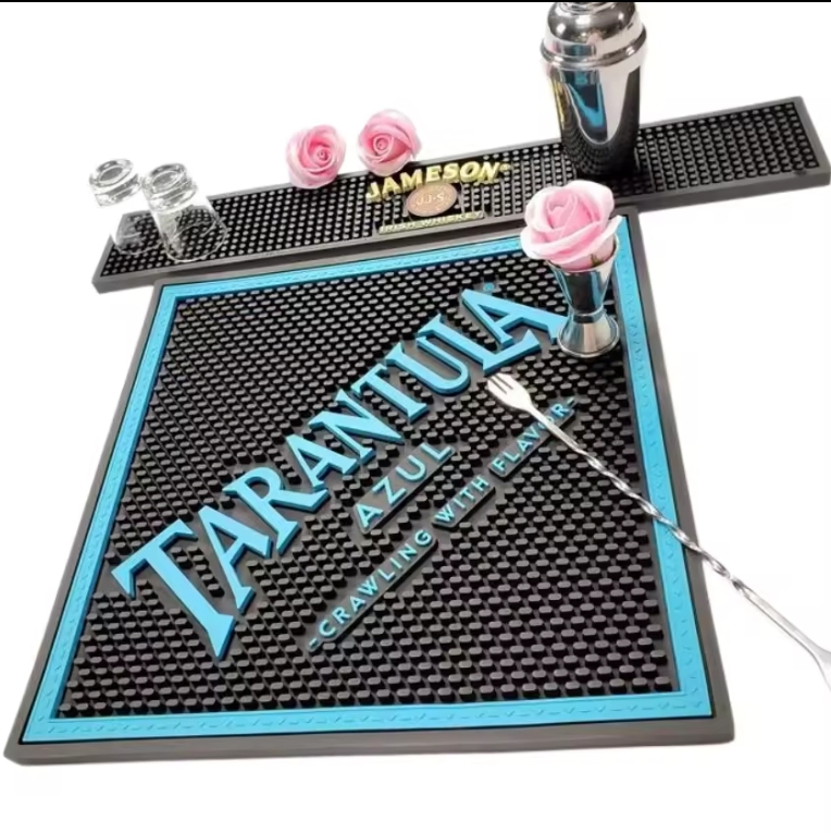 Custom Bar Accessories Personalized Bar Mats Custom Logo Printing Embossed Rubber PVC Silicone Bar Mat
