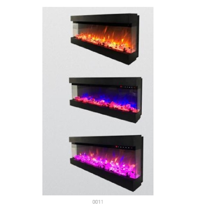 3 Sides Indoor Electric Heater Fireplace with Different Colors Flame and Brightness