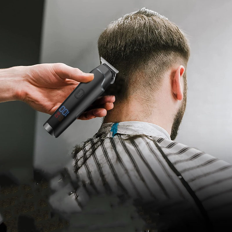 New LCD Digital Display Men's Hair Clippers Salon Carving Electric Push Clippers