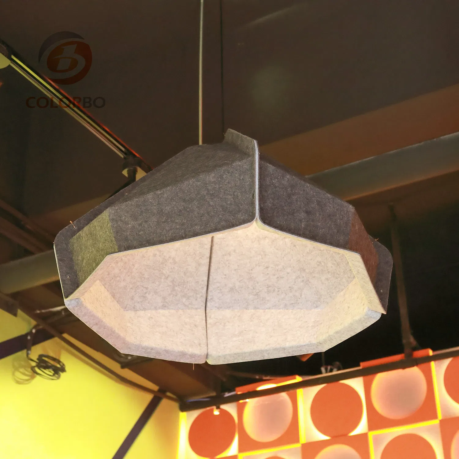 Huge Diamond Shape Polyester Fiber Eco-Friendly Material Lamp for Meeting Room