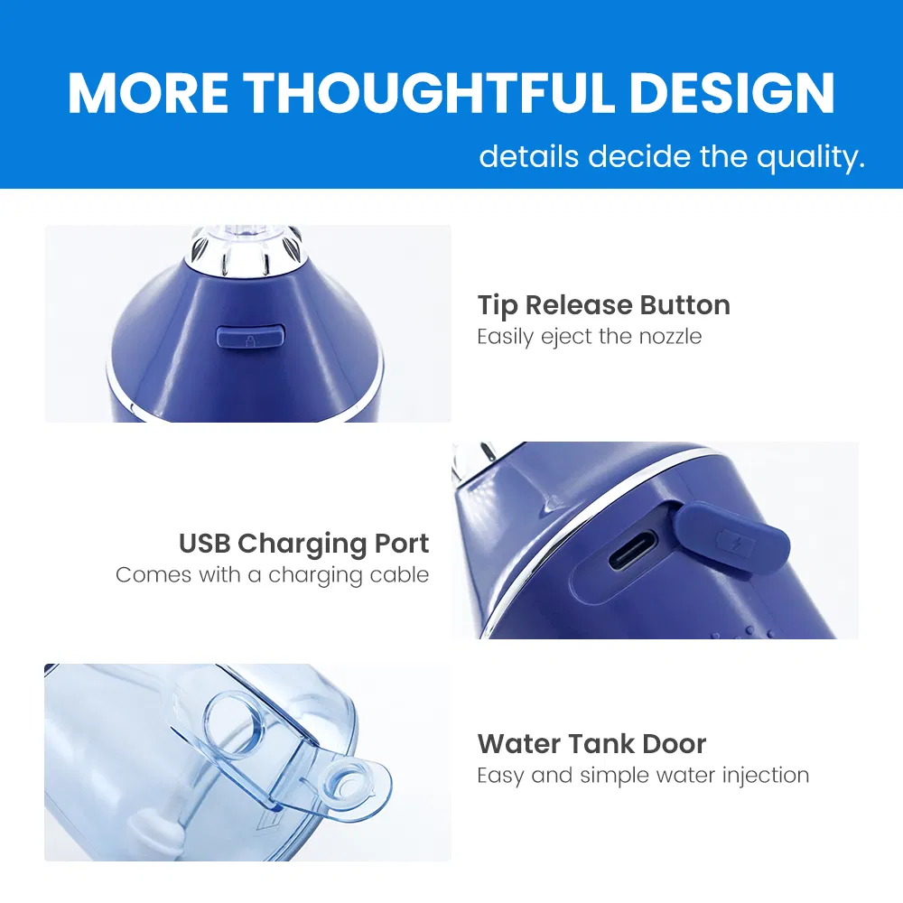Water Flosser Portable Ipx7 Waterproof with Detachable 320ml Water Tank Rechargeable Type-C Oral Irrigator