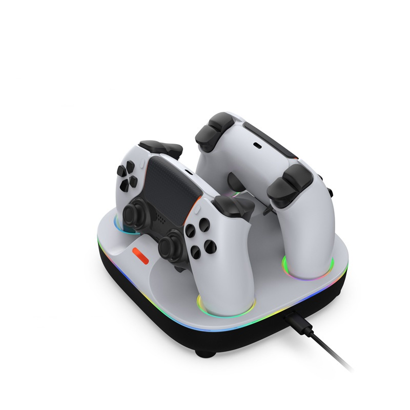 High Quality RGB Light Universal Fast Charger Full Automatic Power off Charging Dock Stand for PS5