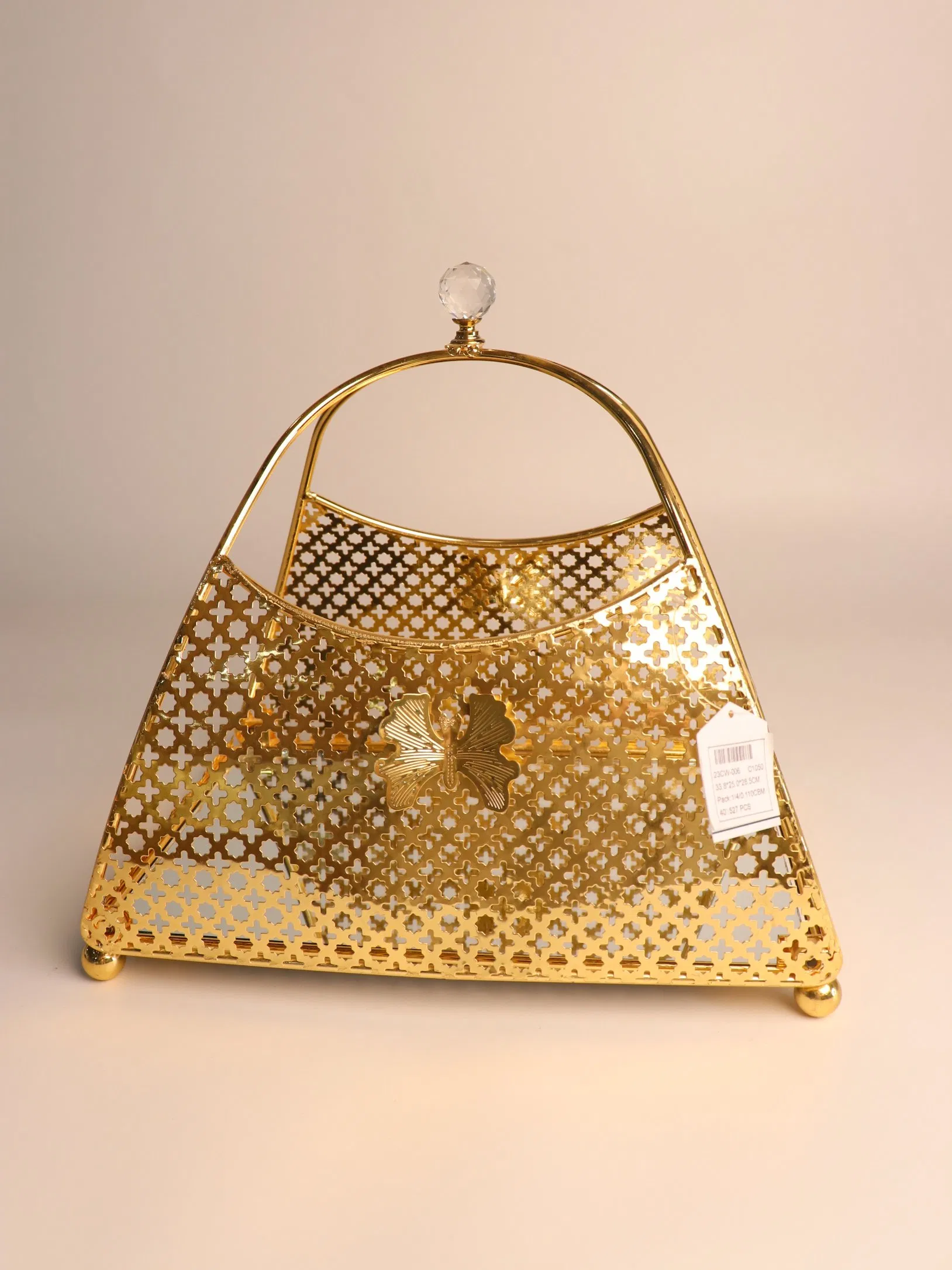 High End Modern Dining Table Decoration with Gold-Plated Iron Fruit Baskets