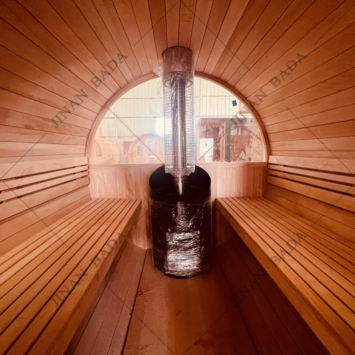 Infrared Sauna Red Cedar Barrel Sauna with Panoramic Views Outdoor Sauna Dry Sauna Room Wood-Burning Stove