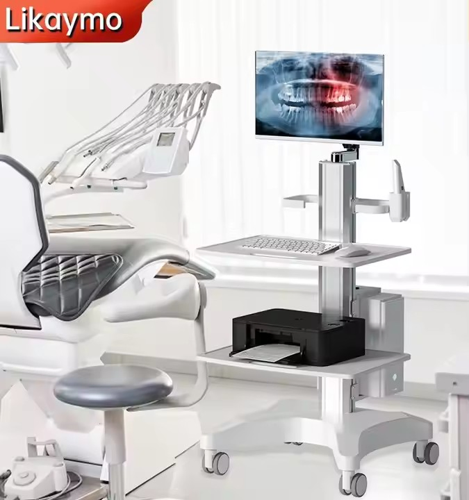 Dental Clinic Intraoral Scanner Trolley Medical Trolley with Display Mounting Bracket