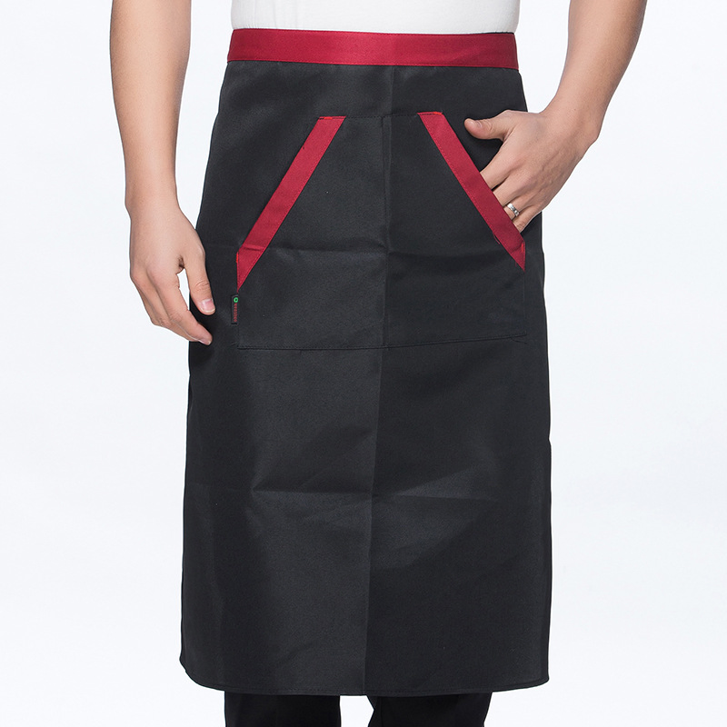 Wholesale Custom Embroidered Logo Mens Work White Blank Cotton Adult Size Barbecue Half Aprons Kitchen Chef
