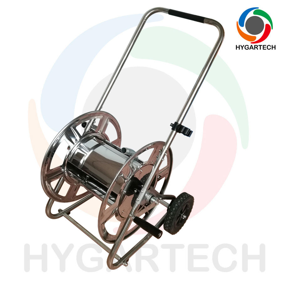High Durability Metal Trolley Hose Reel Cart Multi-Functional for Washing / Irrigation / Gardening