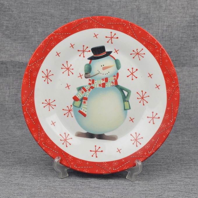 8"7.5"Christmas Full Gift Display Dinner Meat Coup Flat Plate Porcelainware Ceramic Tableware