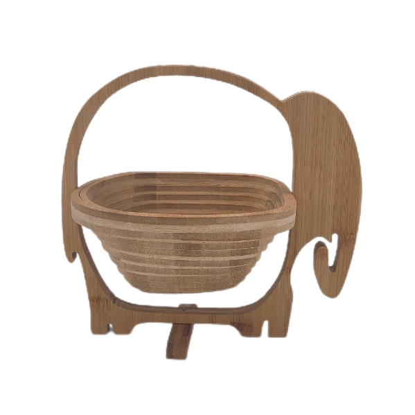 Elephant Shape Bamboo Wooden Snack Storage Box Fruit Basket for Kitchen