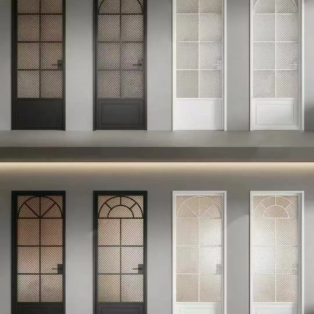 Swing Glass Patterned Double Aluminum Anti-Shatter Decorative Interior Door for Office