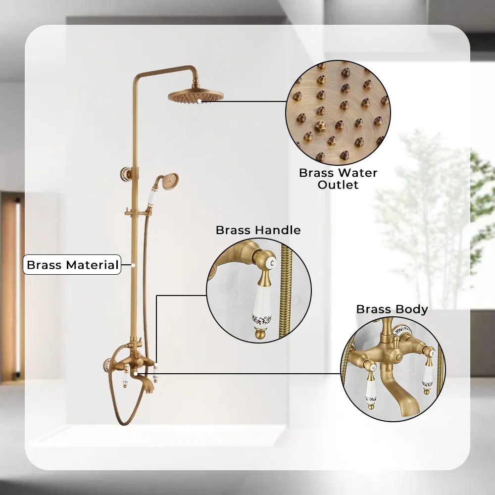 Classic Rain Brass Wall Mounted Shower Faucet Set