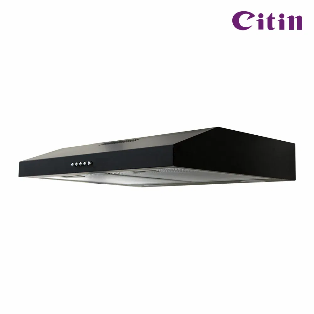 Push Button 3-Speed Silent Easy Control Slim Black Range Hood