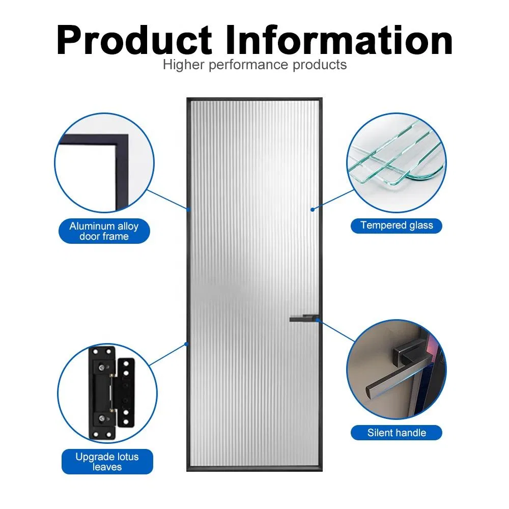 Hotels Modern Waterproof Manual Finished Double-Layer Tempered Glass Aluminum Alloy Pivot Door