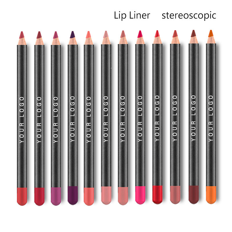 Natural Vegan Long-Lasting Customize Matte Finish 12PCS Lip Liner Pencil Set