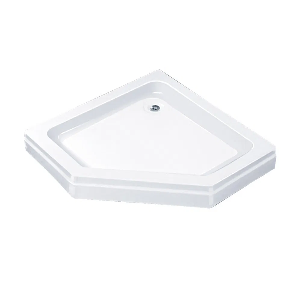 Diamond Acrylic Shower Tray in White with Two Tiling Flanges