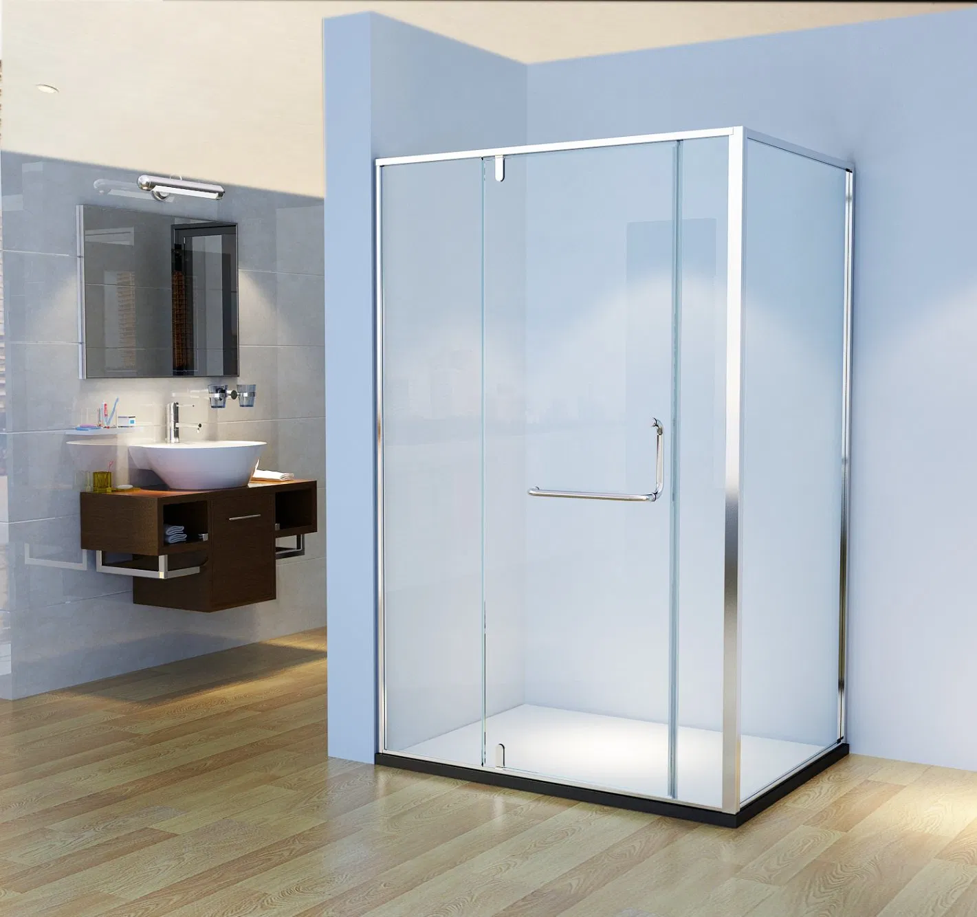 Modern Simple Design Sliding Black Frame Square Bathroom Door Shower Enclosure