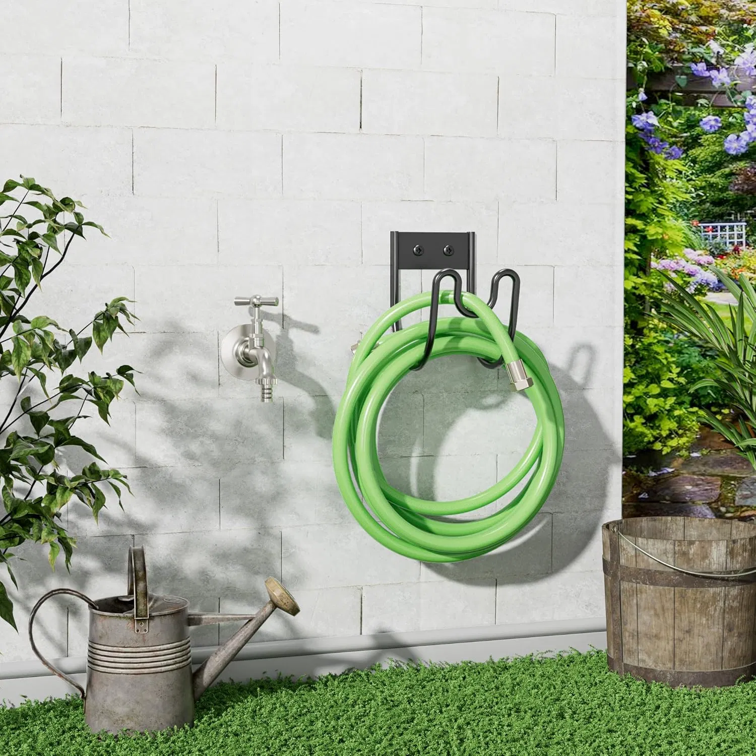 Outside Garden Heavy Duty Wall Mounted Metal Hanger Garden Hose Holder
