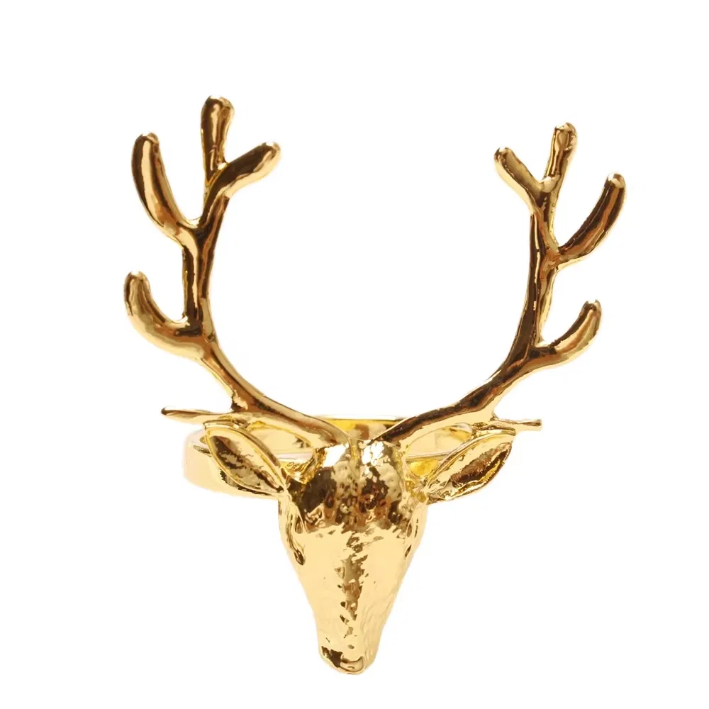 Christmas Deer Napkin Rings Metal Cloth Serviette Holders Restaurant Wedding Table Centerpieces
