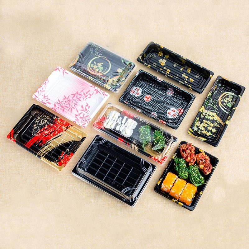 Disposable Rectangle Plastic Anti-Fog Sushi Container Tray for Package Tableware