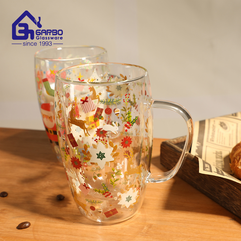 Borosilicate Glass Insulated 300ml-500ml Classical V Shape Double Wall Glass Coffee Mug for Espresso