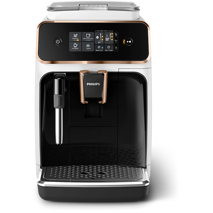 Automatic Philips 2200 Series Milk Frother Matte White Espresso Machine with Intuitive Touch Display