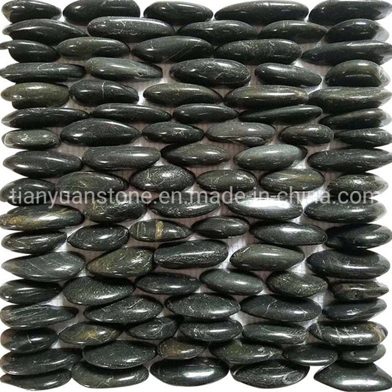 Flat Natural Stone Sliced Pebble Mosaic Tile