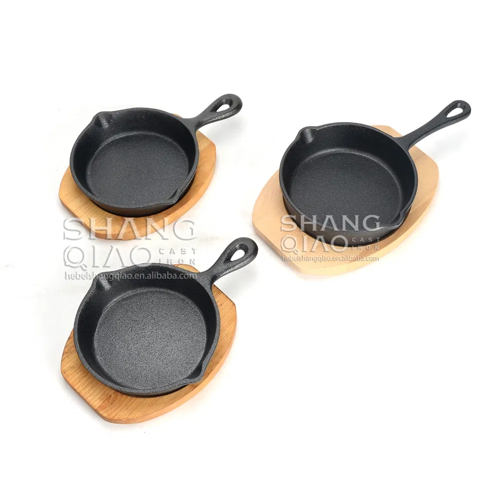 6" Frying Pan with Drip-Spouts Black Cast Iron Mini Skillet Mini Server