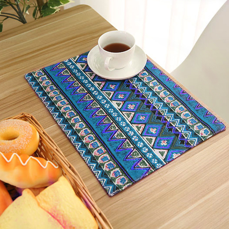 Reusable Eco Friendly Patterned Custom Print Fabric Woven Hemstitch Dinner Table Cloths Cotton Napkins