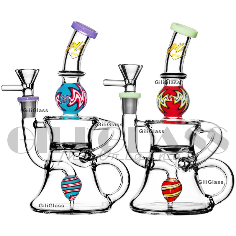 Gili-359 Giliglass 8 Inches Insert Perc Recycler Oil DAB Rig Smoking Glass Water Pipe Wholesale